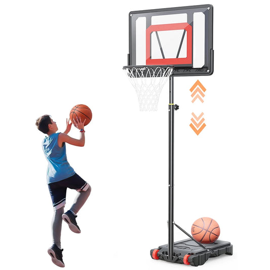 33In Portable Basketball Hoop Outdoor, 5-7Ft Height Adjustable Basketball Goals for Kids Toddlers Play Outdoor